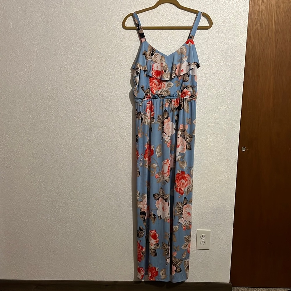 Three Pink Hearts Floral Maxi Dress